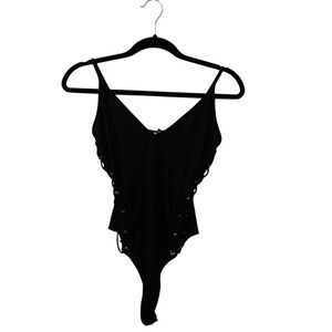 Forever 21 Black Lace-Up Bodysuit